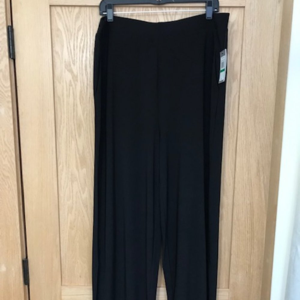 Chaus New York Rich Black Pull on Wide Leg Dress Pant Crop Length - Larg…